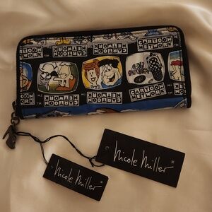 Nicole Miller Rare Vintage Cartoon Character Checkbook Style Wallet - Multicolor